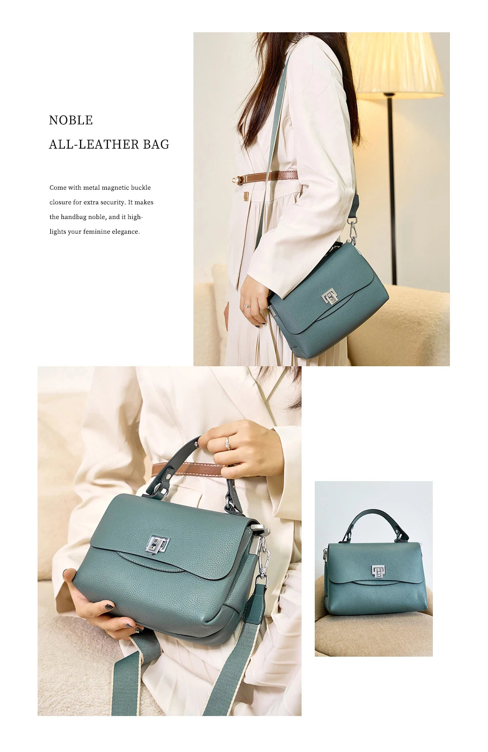 Bolsa de Ombro de Couro Genuíno Isla