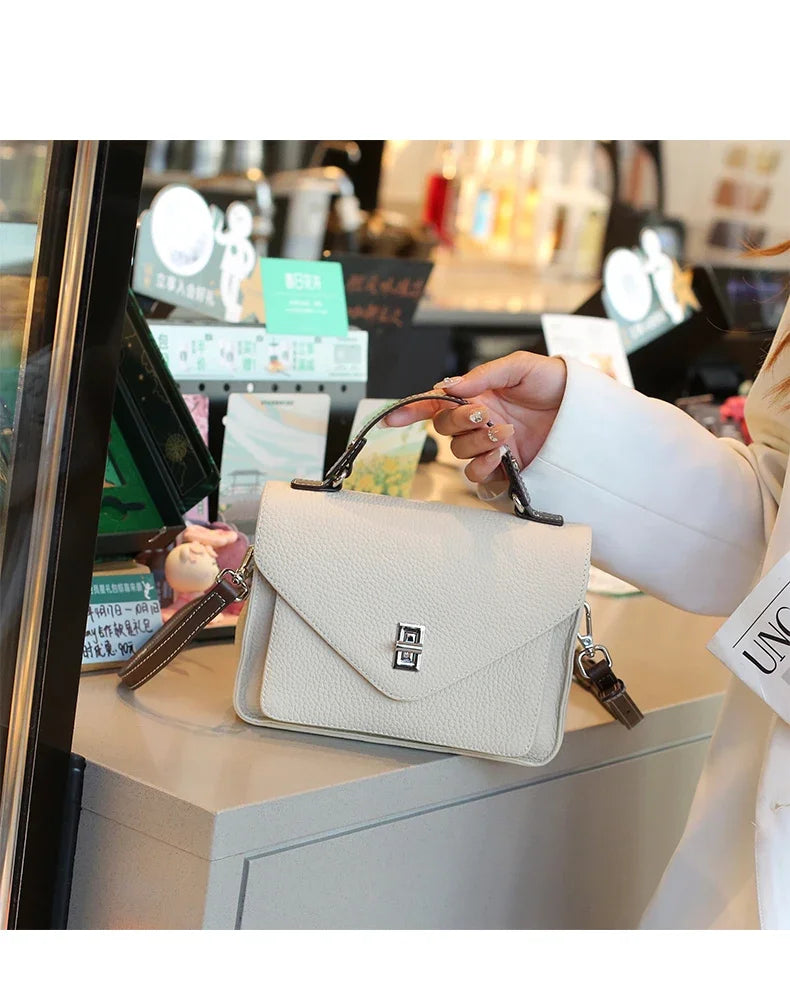 Bolsa de Ombro de Couro Genuíno Kyoto