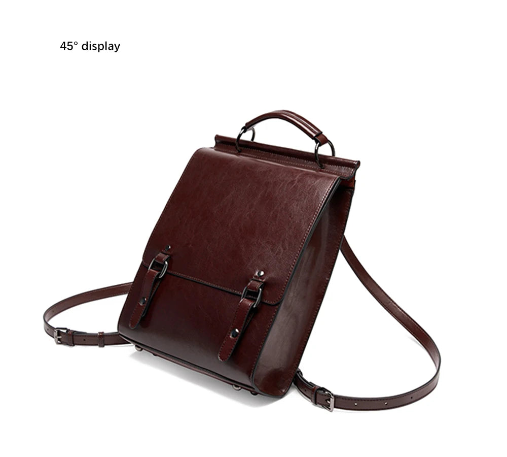 Mochila Feminina Retro de Couro Celene