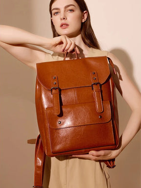 Mochila Feminina de Couro Genuíno Eleanor