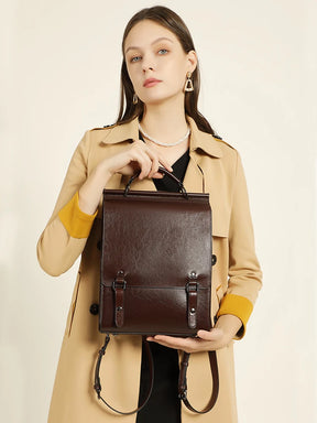 Mochila Feminina Retro de Couro Celene