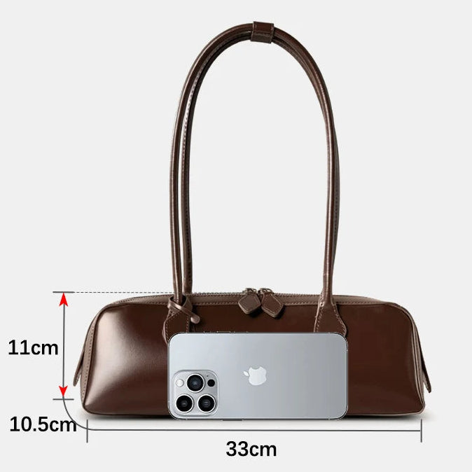 Bolsa Baguete de Couro Genuíno Eloise