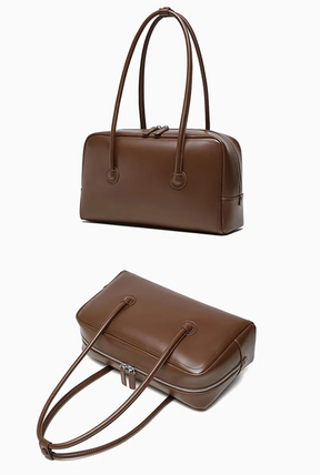 Bolsa de Ombro de Couro Genuíno Boston