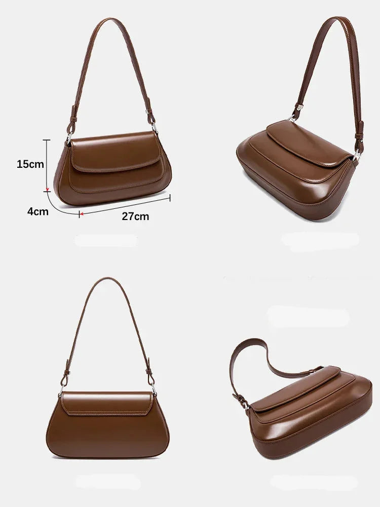 Bolsa de Ombro de Couro Genuíno Isadora