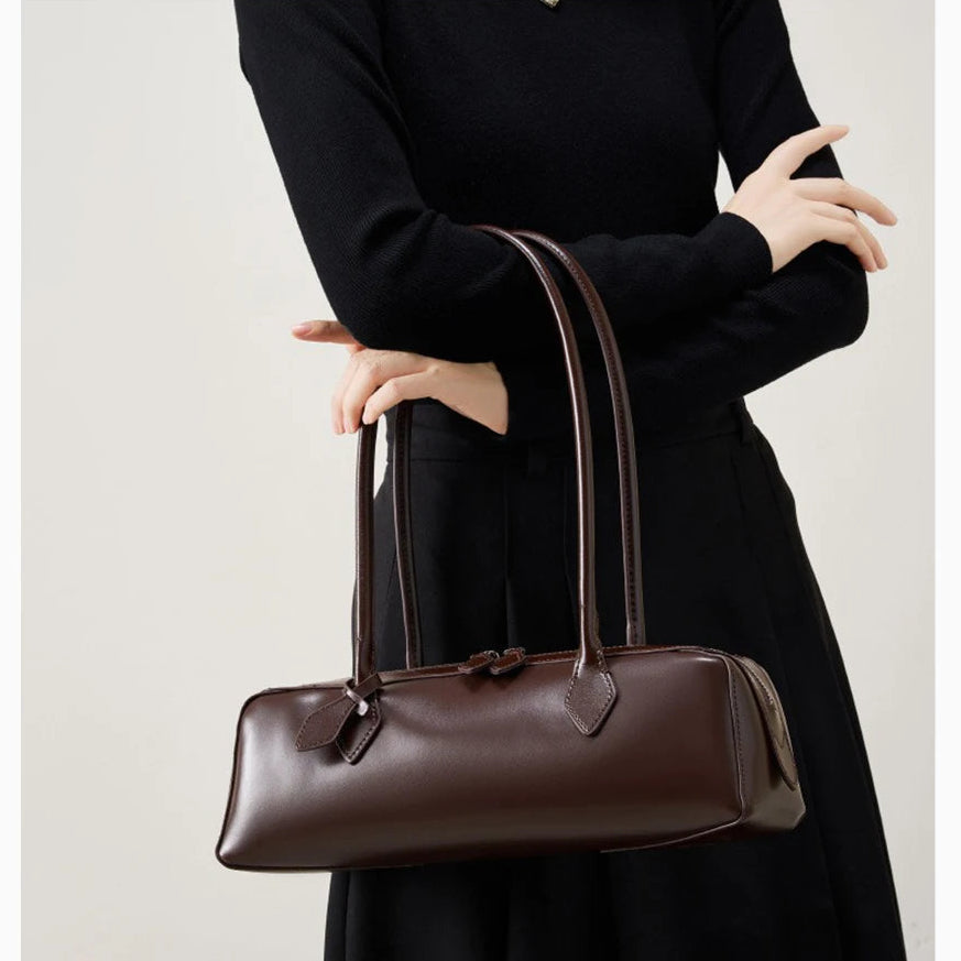 Bolsa Baguete de Couro Genuíno Eloise