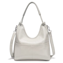 Bolsa de Ombro de Couro Genuíno Celeste