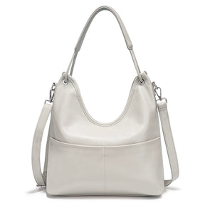 Bolsa de Ombro de Couro Genuíno Celeste