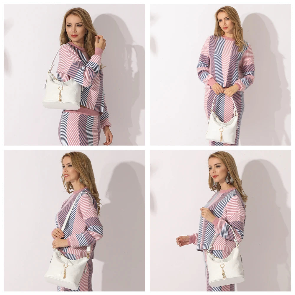 Bolsa de Ombro de Couro Genuíno Camille