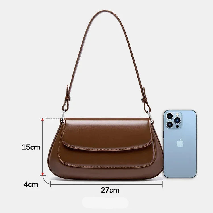 Bolsa de Ombro de Couro Genuíno Isadora