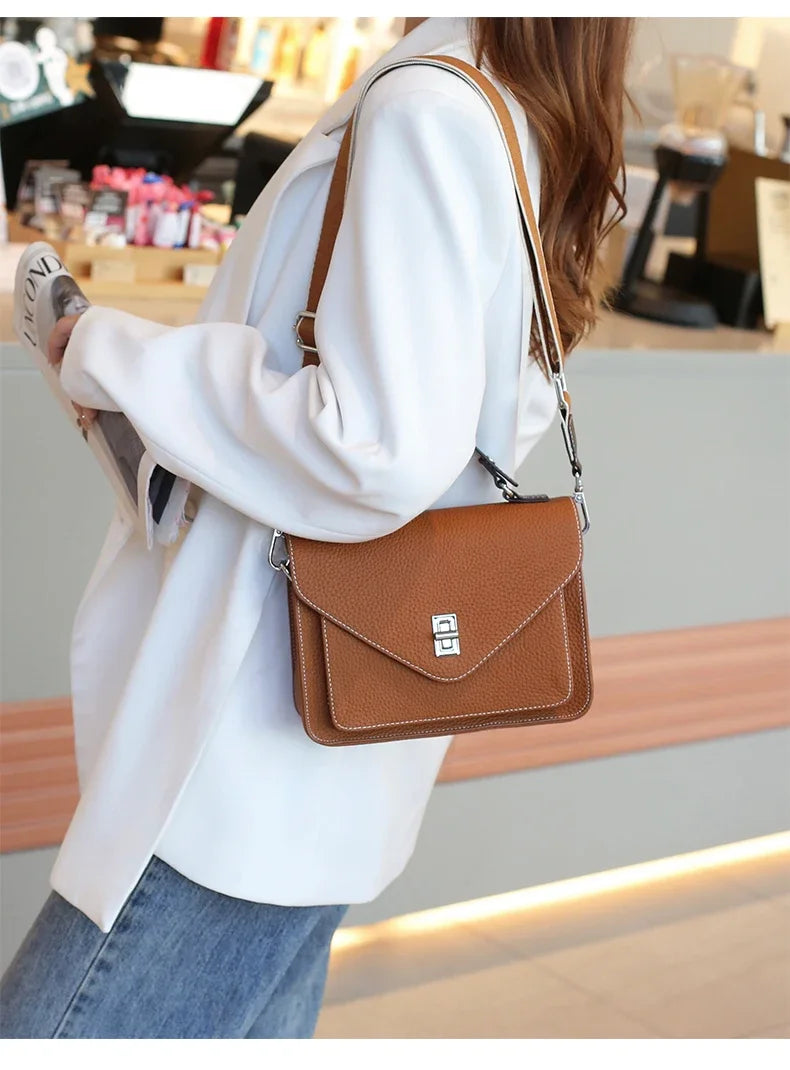 Bolsa de Ombro de Couro Genuíno Kyoto