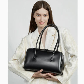 Bolsa de Ombro de Couro Genuíno Boston