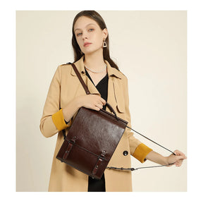 Mochila Feminina Retro de Couro Celene