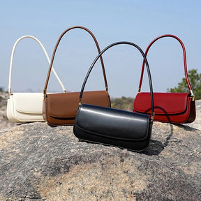 Bolsa Baguete de Couro Borgonha | Baguette Handbags | Cores variadas | Detalhe 1 | Vivièn