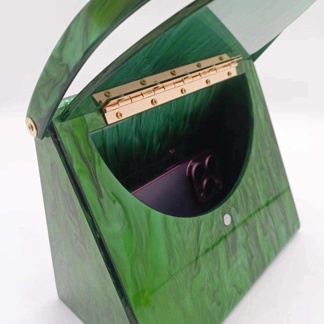 Bolsa de Acrílico de Luxo Bath | Clutch Bags | Verde | Lateral | Vivièn