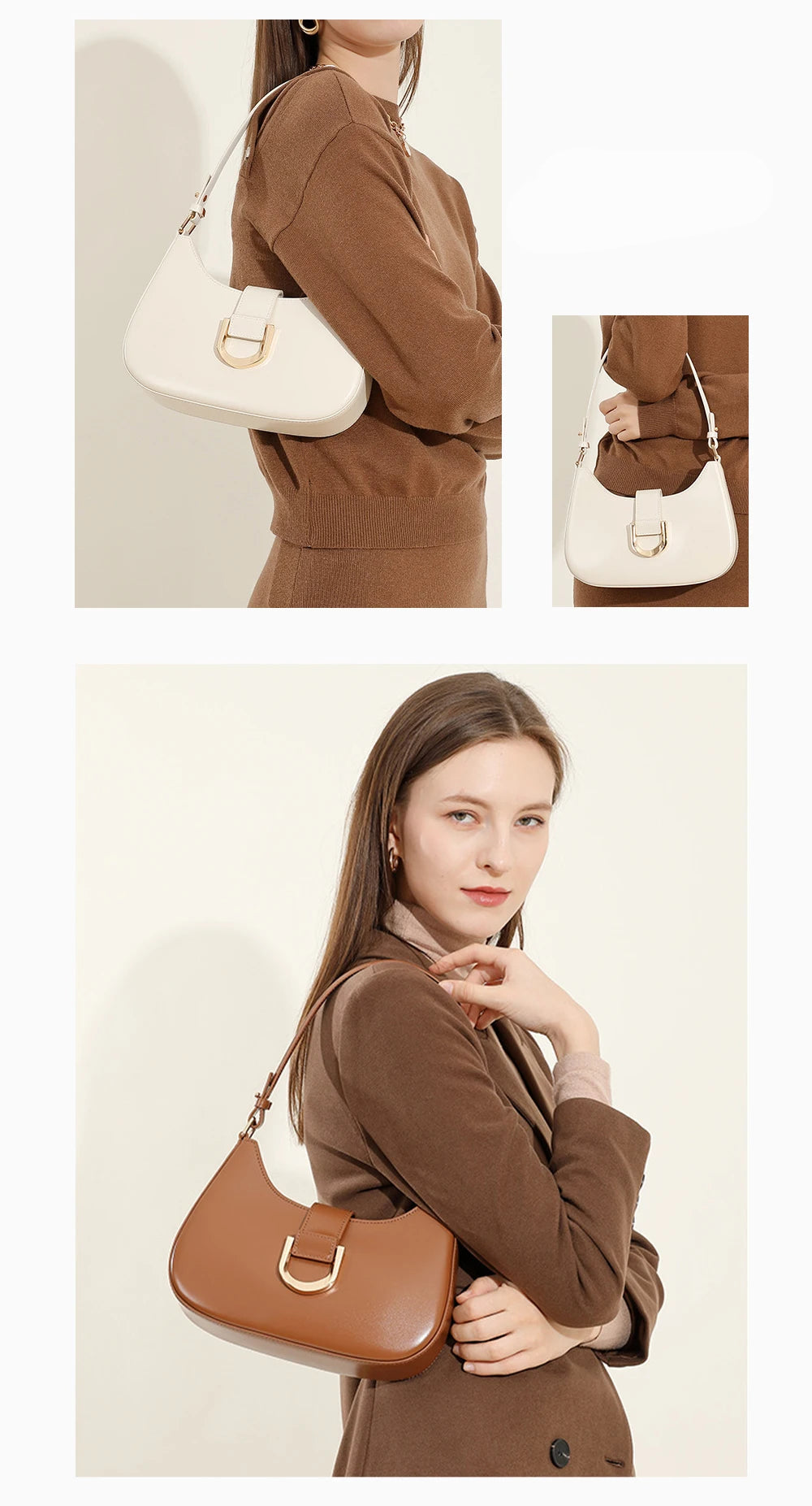 Bolsa de Ombro de Couro Charmosa | Shoulder Bags | Cores variadas | Detalhe 2 | Vivièn