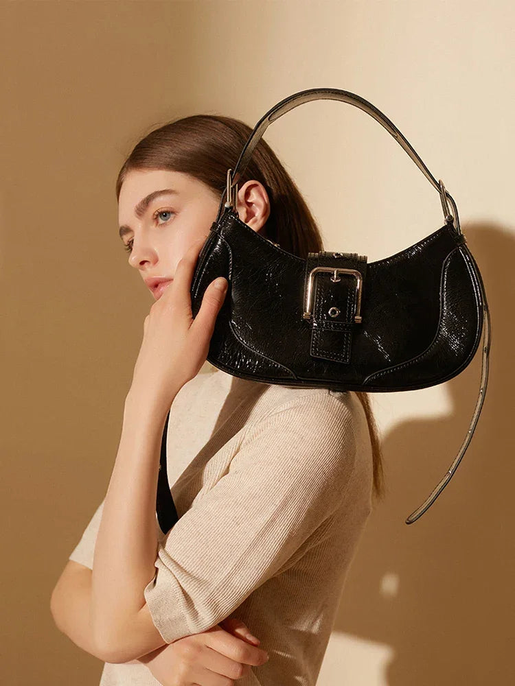 Bolsa de Ombro de Couro Elegante | Shoulder Bags | Cores variadas | Lateral | Vivièn