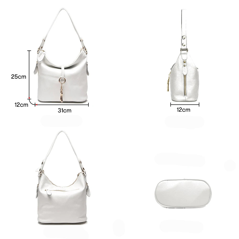 Bolsa de Ombro de Couro Genuíno Camille | Shoulder Bags | Cores variadas | Detalhe 2 | Vivièn