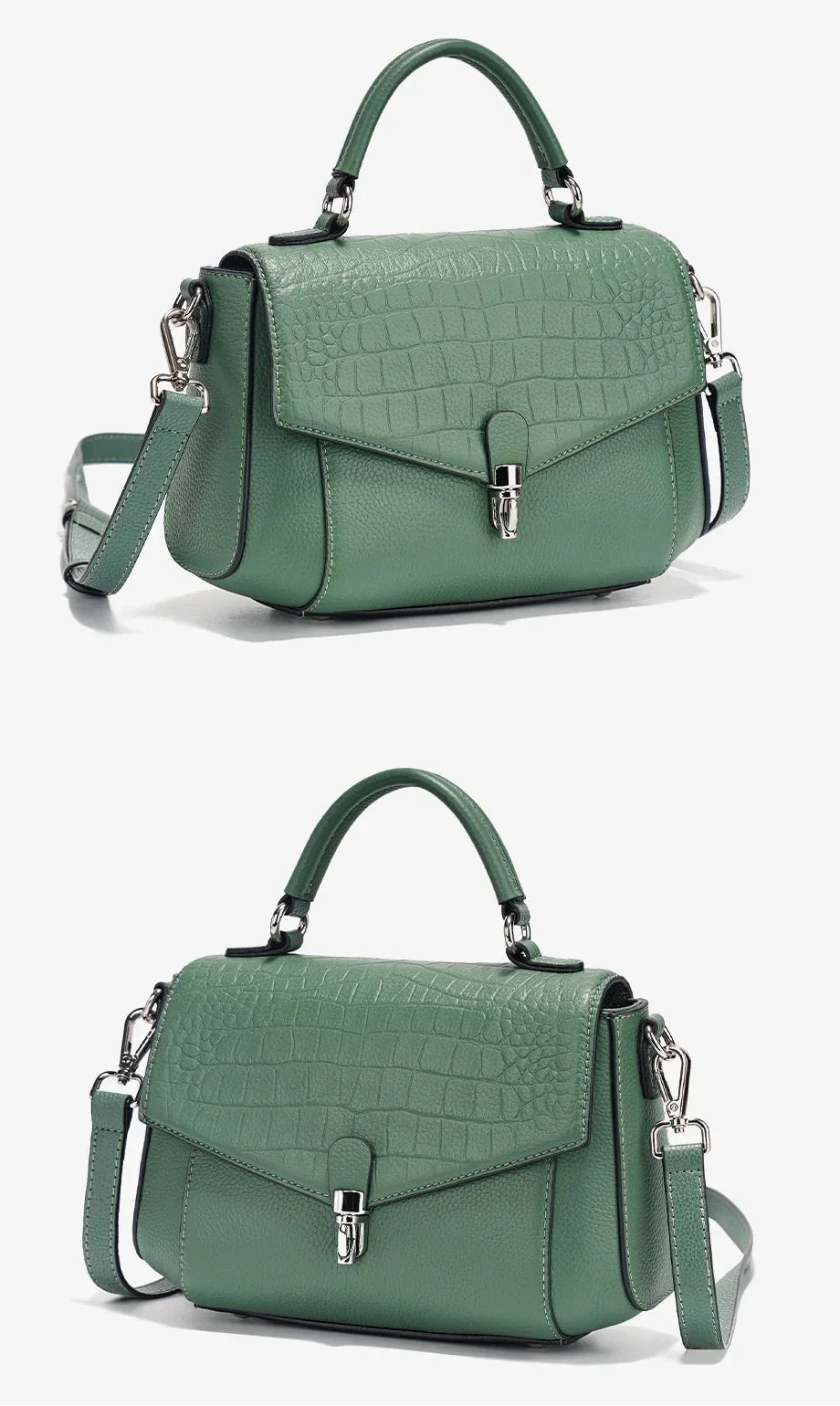 Bolsa de Ombro de Couro Genuíno Carmine | Shoulder Bags | Cores variadas | Detalhe 3 | Vivièn
