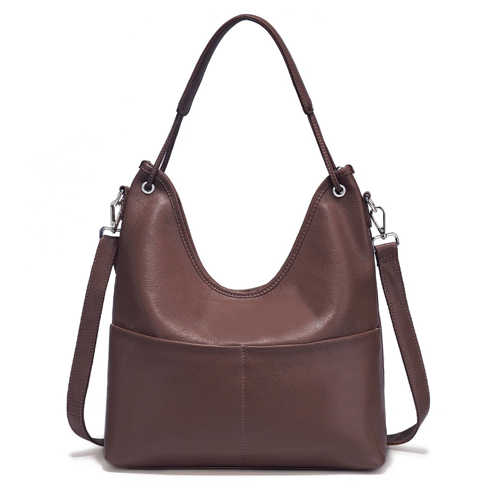 Bolsa de Ombro de Couro Genuíno Celeste | Shoulder Bags | Cores variadas | Vivièn