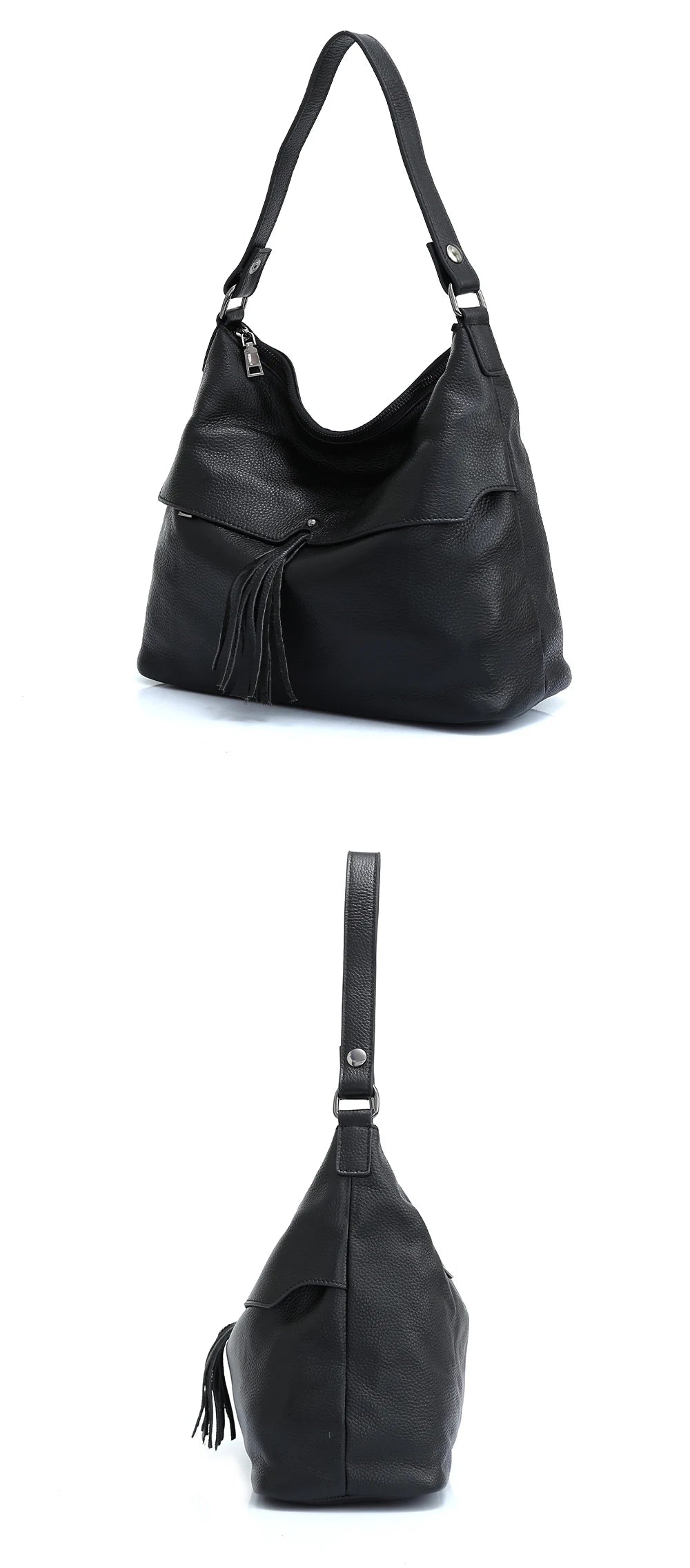 Bolsa de Ombro de Couro Genuíno Delphine | Bucket Bags | Cores variadas | Detalhe 3 | Vivièn