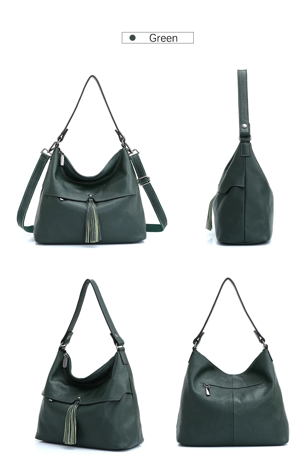 Bolsa de Ombro de Couro Genuíno Delphine | Bucket Bags | Cores variadas | Detalhe 5 | Vivièn