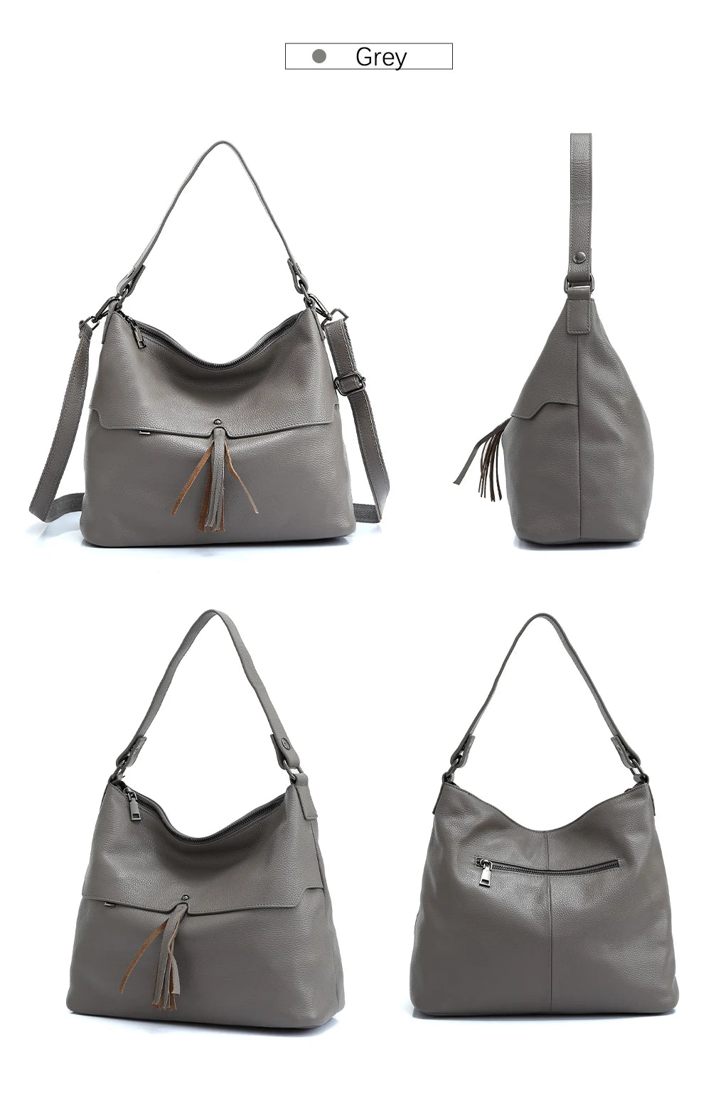 Bolsa de Ombro de Couro Genuíno Delphine | Bucket Bags | Cores variadas | Detalhe 6 | Vivièn