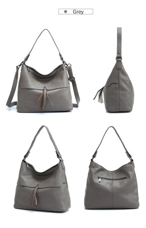Bolsa de Ombro de Couro Genuíno Delphine | Bucket Bags | Cores variadas | Detalhe 6 | Vivièn