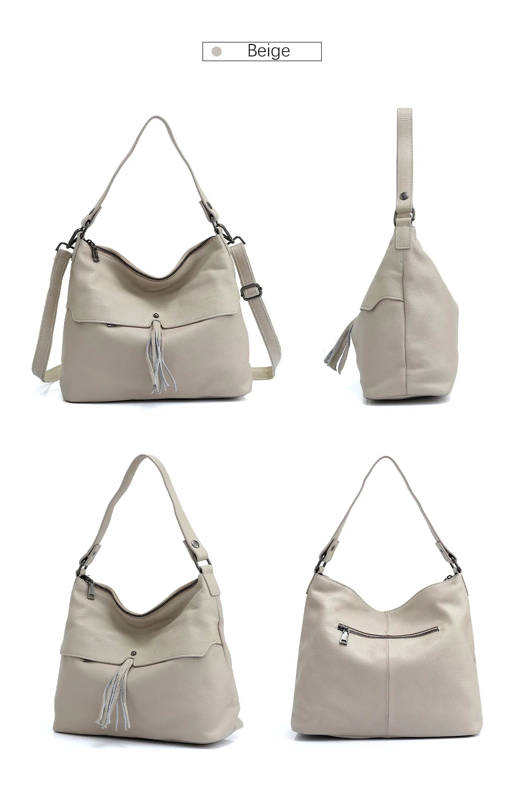 Bolsa de Ombro de Couro Genuíno Delphine | Bucket Bags | Cores variadas | Detalhe 7 | Vivièn