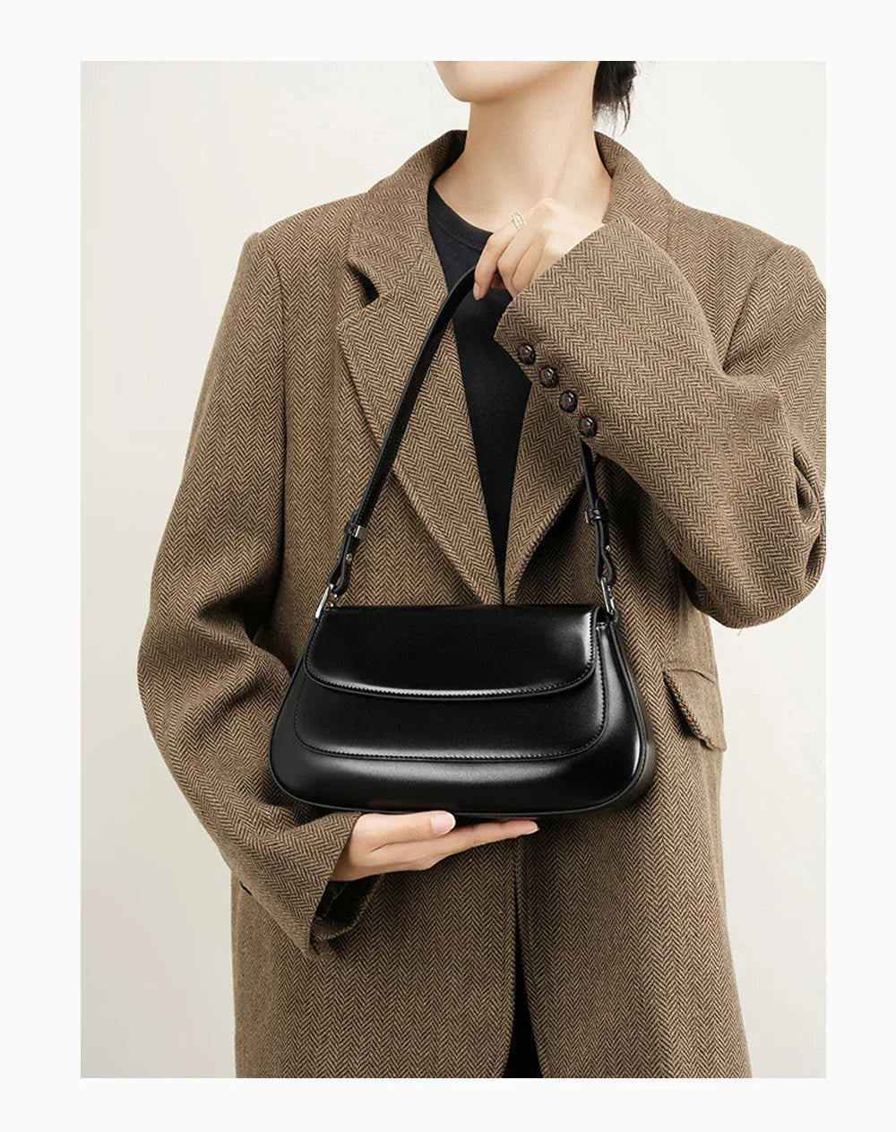 Bolsa de Ombro de Couro Genuíno Isadora | Shoulder Bags | Cores variadas | Detalhe 9 | Vivièn