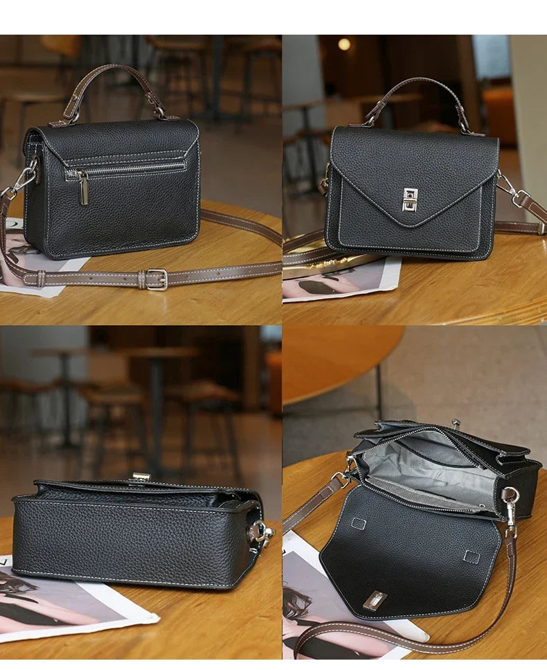 Bolsa de Ombro de Couro Genuíno Kyoto | Shoulder Bags | Cores variadas | Detalhe 10 | Vivièn