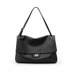 Bolsa Feminina de Couro Genuíno Turim preta em vista frontal | Vivièn