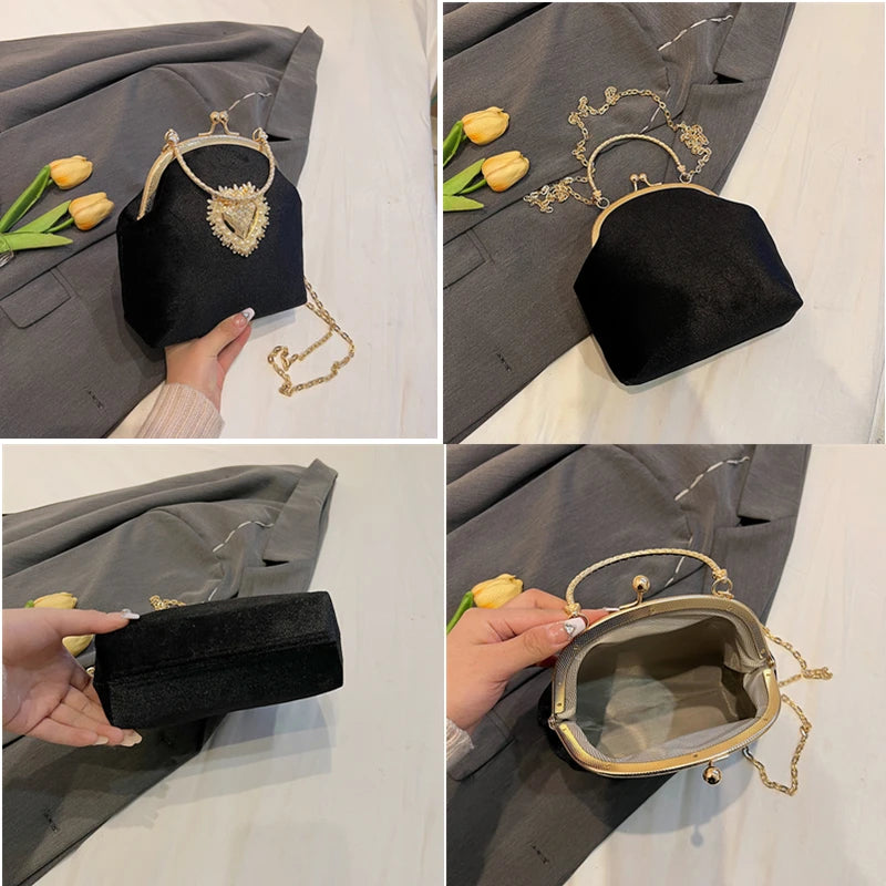 Bolsa Feminina de Veludo Roma | Clutch Bags | Cores variadas | Detalhe 2 | Vivièn