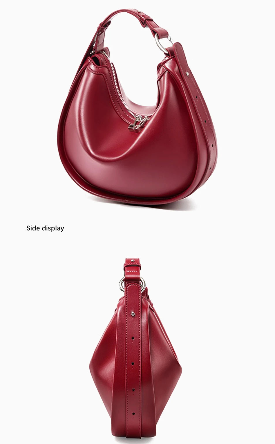 Bolsa Hobo de Couro Genuíno Valentina | Shoulder Bags | Cores variadas | Detalhe 6 | Vivièn