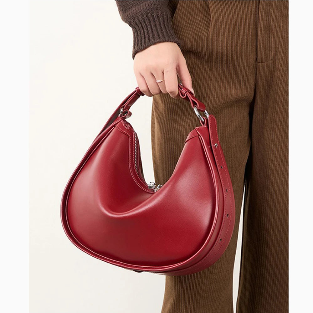 Bolsa Hobo de Couro Genuíno Valentina | Shoulder Bags | Cores variadas | Lateral | Vivièn
