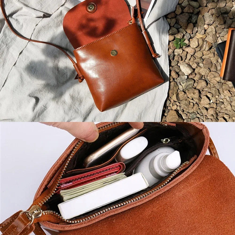 Bolsa Pequena Transversal de Couro Wallet | Cross Body Bags | Cores variadas | Lateral | Vivièn