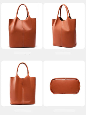 Bolsa Tote de Couro Genuíno Amélie | Bucket Bags | Cores variadas | Lateral | Vivièn