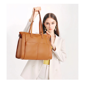 Bolsa Tote de Couro Genuíno Château | Bucket Bags | Cores variadas | Detalhe 1 | Vivièn