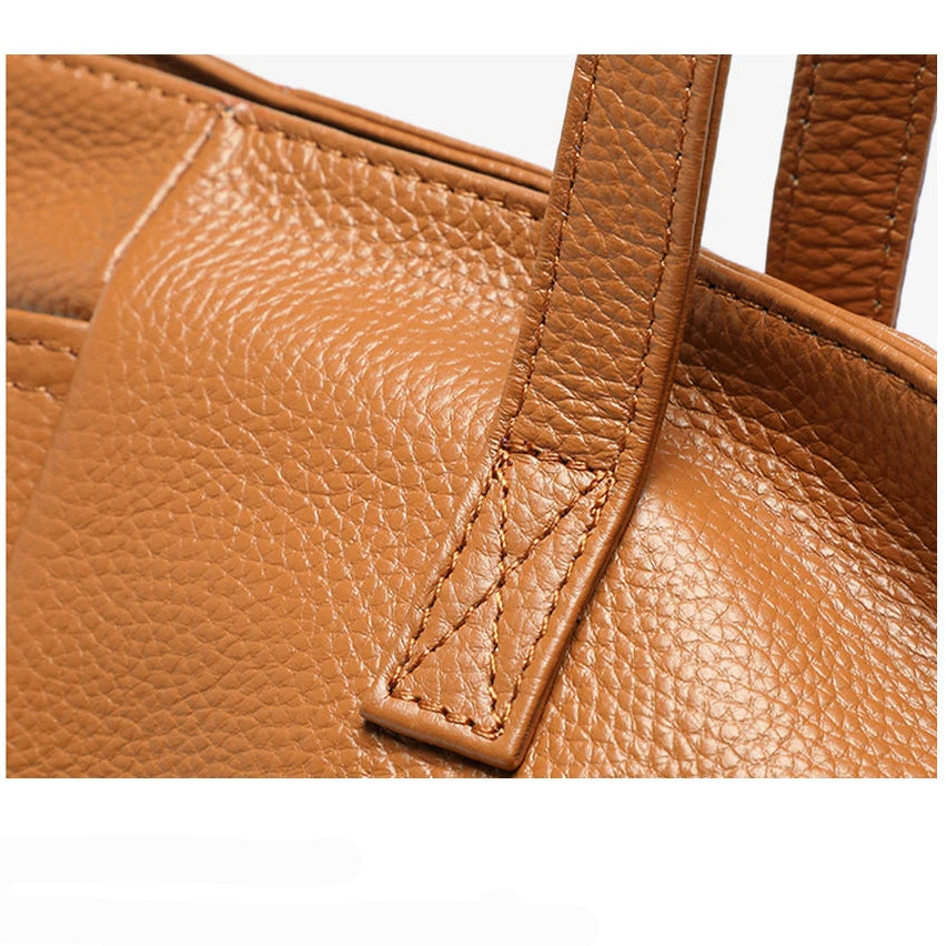 Bolsa Tote de Couro Genuíno Château | Bucket Bags | Cores variadas | Detalhe 7 | Vivièn