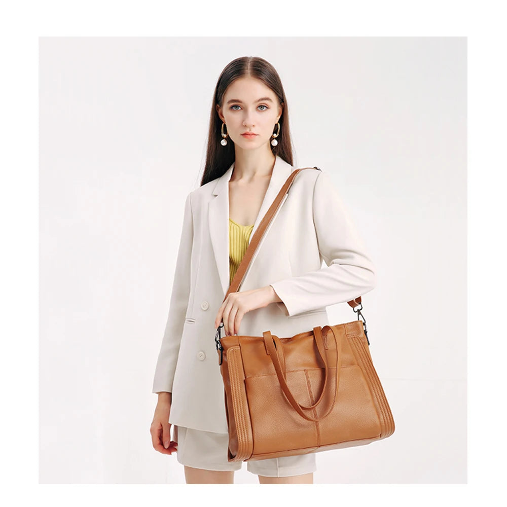 Bolsa Tote de Couro Genuíno Château | Bucket Bags | Cores variadas | Lateral | Vivièn