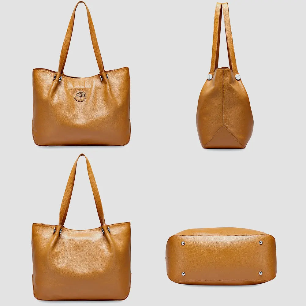 Bolsa Tote de Couro Genuíno Helena | Bucket Bags | Cores variadas | Detalhe 1 | Vivièn