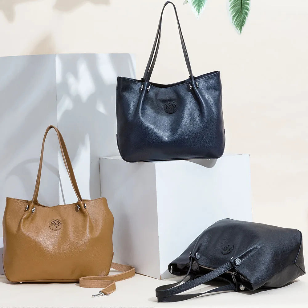 Bolsa Tote de Couro Genuíno Helena | Bucket Bags | Cores variadas | Lateral | Vivièn