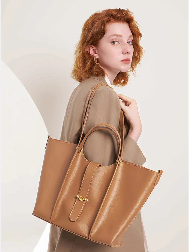Bolsa Tote de Couro Genuíno Luciana | Bucket Bags | Cores variadas | Costas | Vivièn