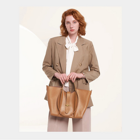 Bolsa Tote de Couro Genuíno Luciana | Bucket Bags | Cores variadas | Detalhe 1 | Vivièn