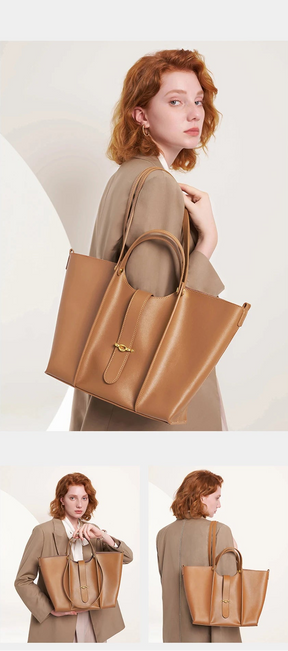 Bolsa Tote de Couro Genuíno Luciana | Bucket Bags | Cores variadas | Lateral | Vivièn