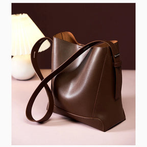 Bolsa Tote de Couro Genuíno Sonia | Bucket Bags | Cores variadas | Detalhe 1 | Vivièn
