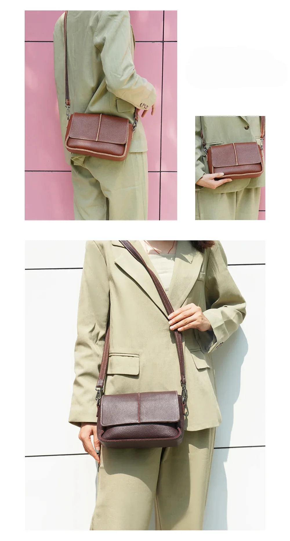 Bolsa Transversal de Couro Classic | Cross Body Bags | Cores variadas | Detalhe 2 | Vivièn