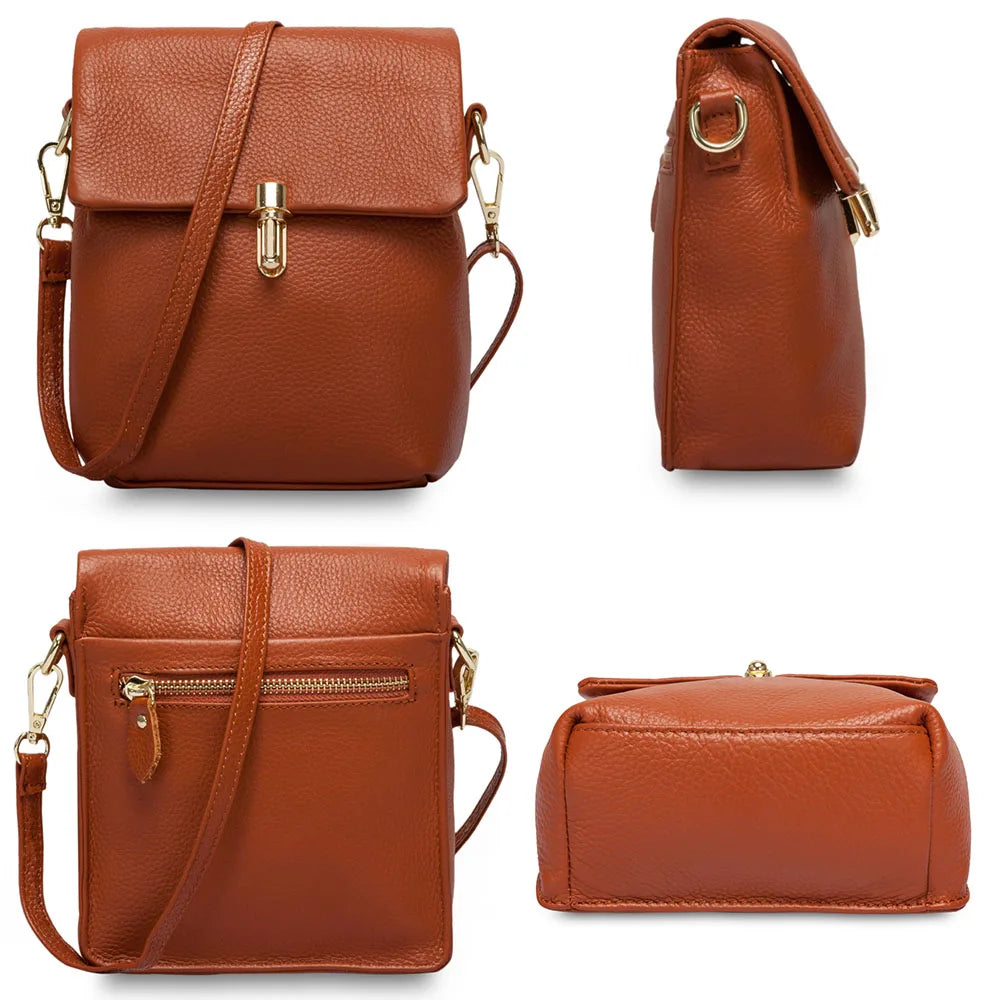 Bolsa Transversal de Couro Genuíno Aurora | Cross Body Bags | Cores variadas | Costas | Vivièn