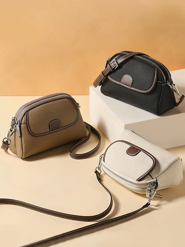Bolsa Transversal de Couro Genuíno Clarisse | Cross Body Bags | Cores variadas | Costas | Vivièn