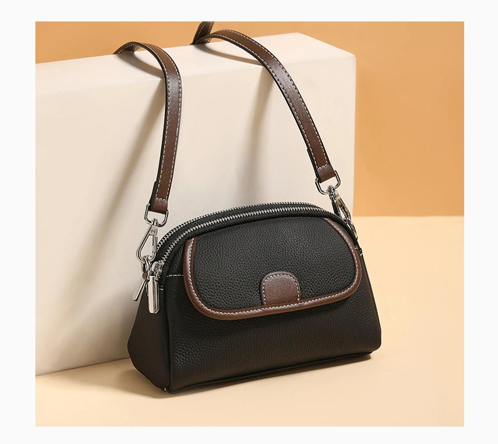 Bolsa Transversal de Couro Genuíno Clarisse | Cross Body Bags | Cores variadas | Detalhe 4 | Vivièn