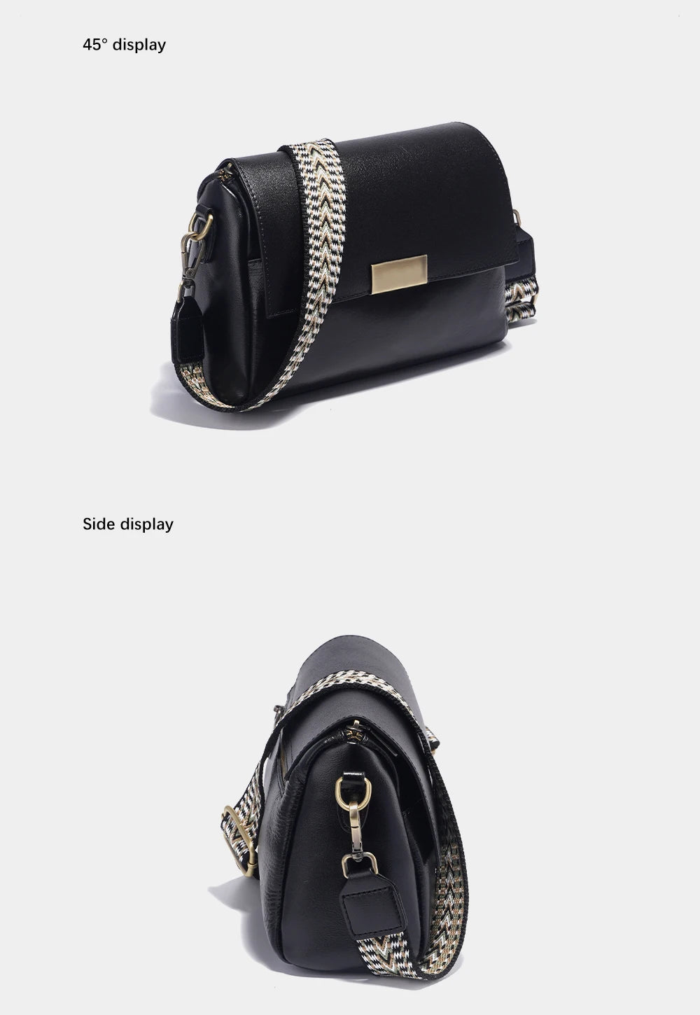 Bolsa Transversal de Couro Genuíno Zency | Cross Body Bags | Cores variadas | Detalhe 3 | Vivièn